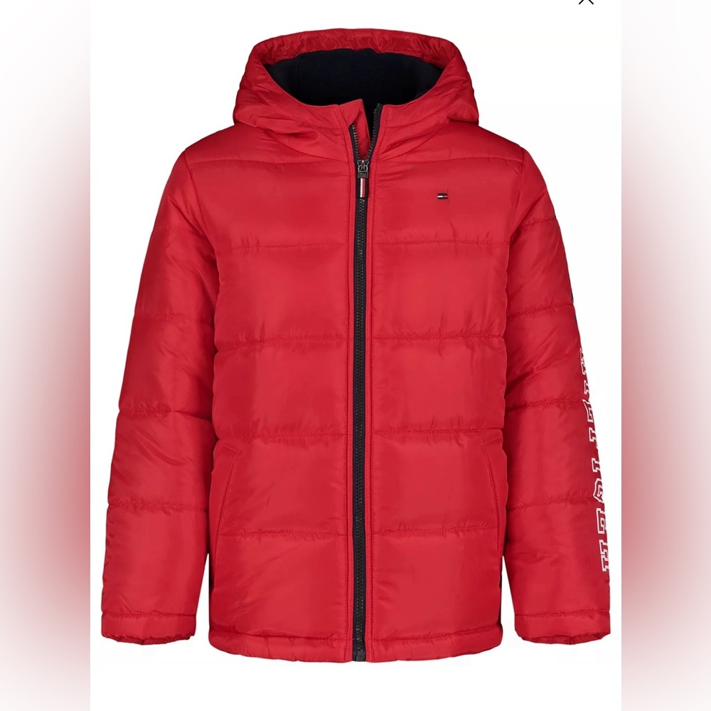 Brand New Tommy Hilfiger Toddler Boys Red Heavyweight Puffer Jacket, Size 2T NWT
